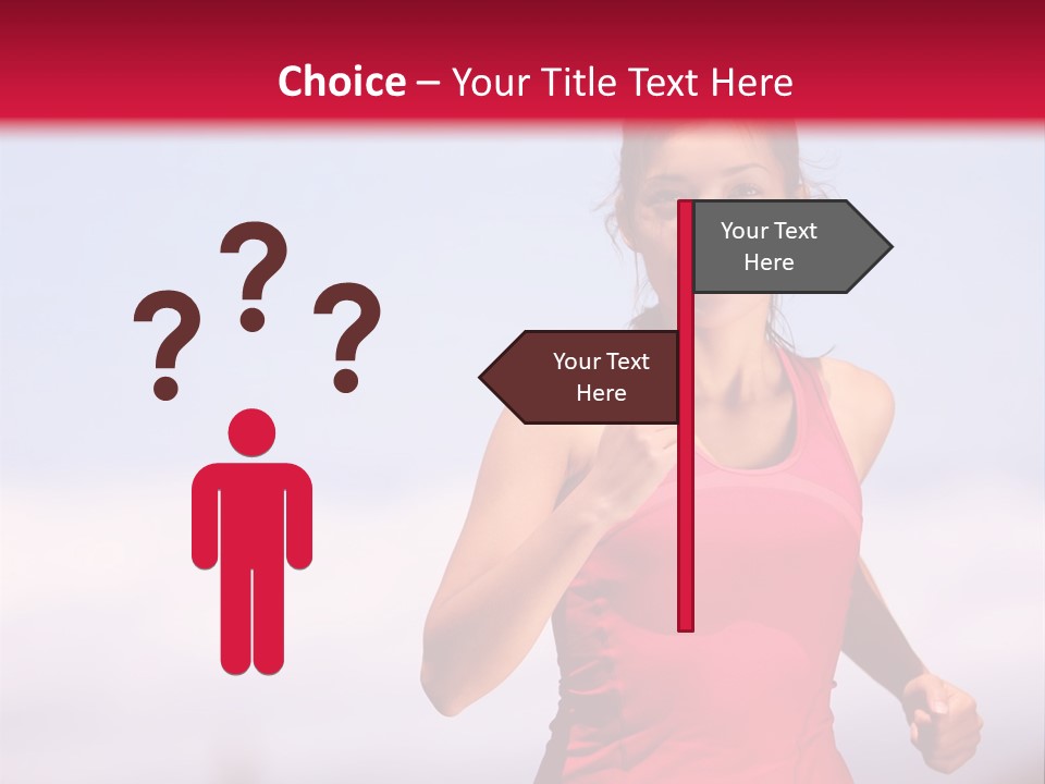 A Woman Running On A Road With A Red Background PowerPoint Template