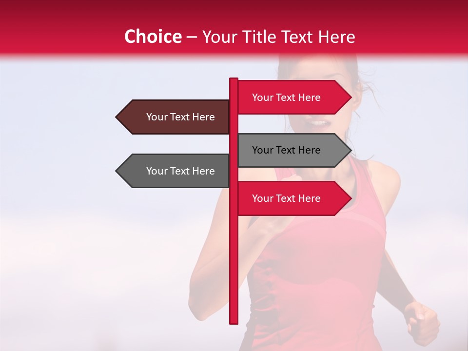 A Woman Running On A Road With A Red Background PowerPoint Template