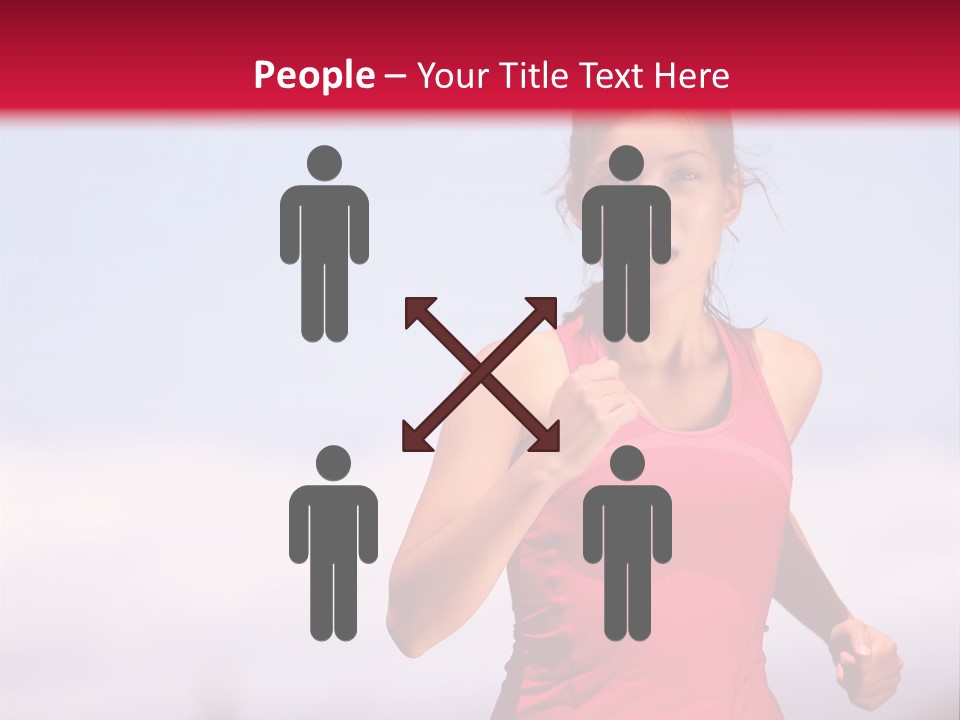 A Woman Running On A Road With A Red Background PowerPoint Template