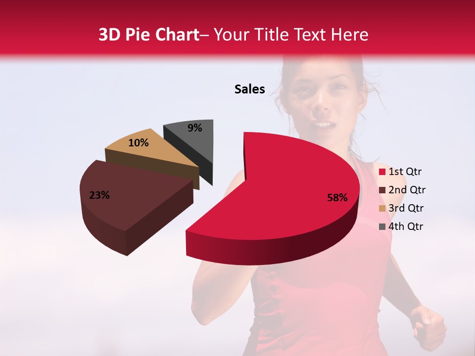 A Woman Running On A Road With A Red Background PowerPoint Template