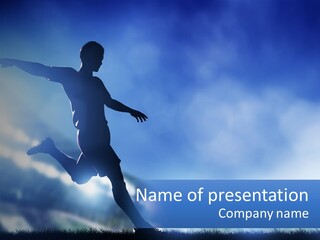 A Silhouette Of A Man Kicking A Soccer Ball PowerPoint Template