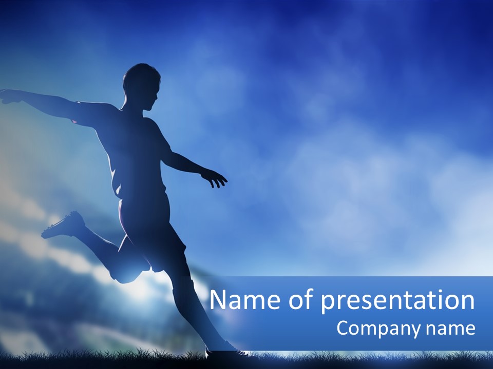 A Silhouette Of A Man Kicking A Soccer Ball PowerPoint Template