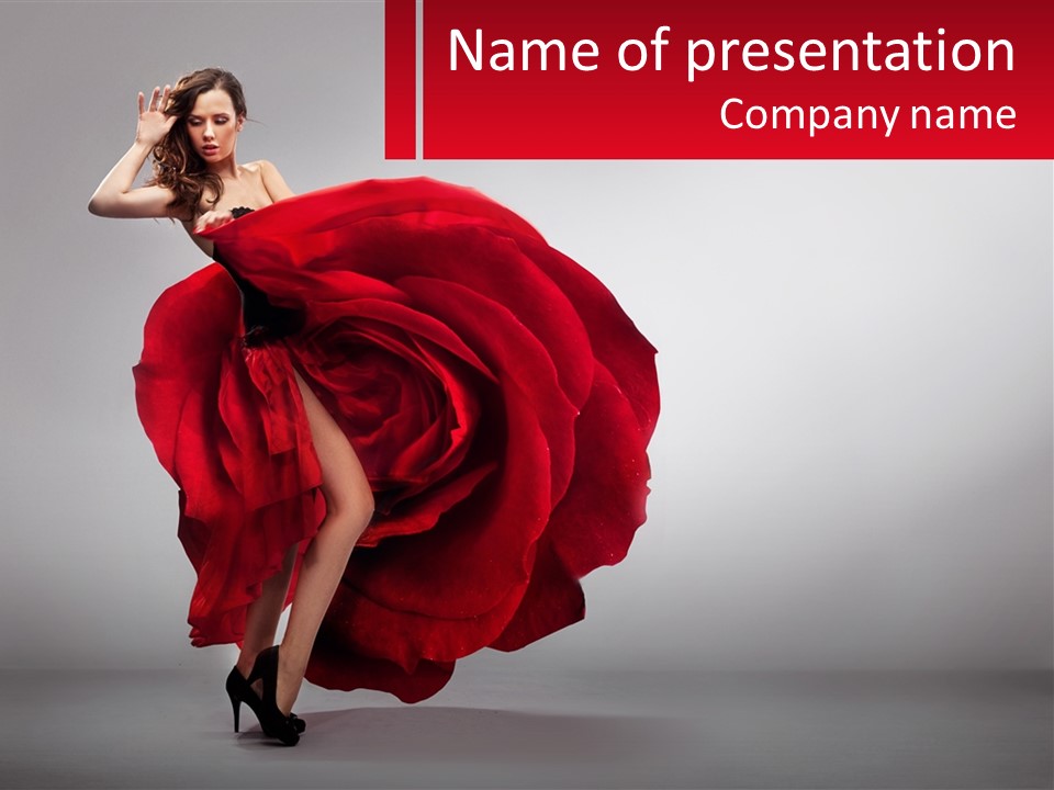 A Woman In A Red Dress Is Dancing PowerPoint Template