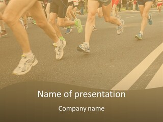 A Group Of People Running In A Marathon PowerPoint Template