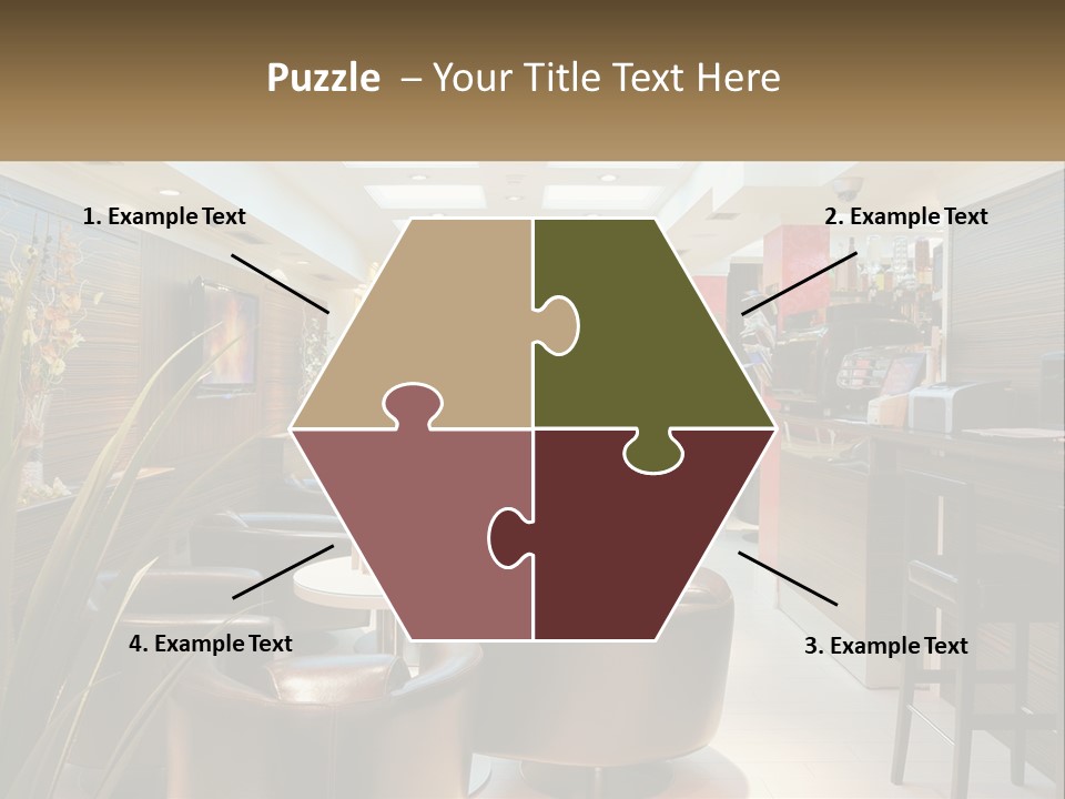 A Room With Chairs, Tables And A Television PowerPoint Template