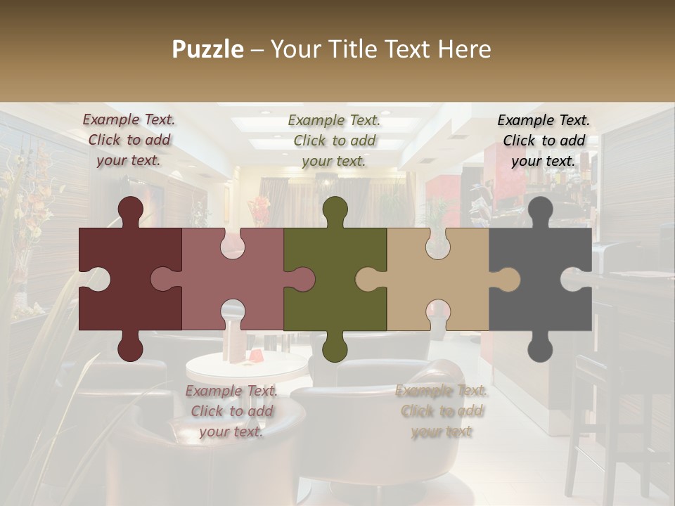 A Room With Chairs, Tables And A Television PowerPoint Template