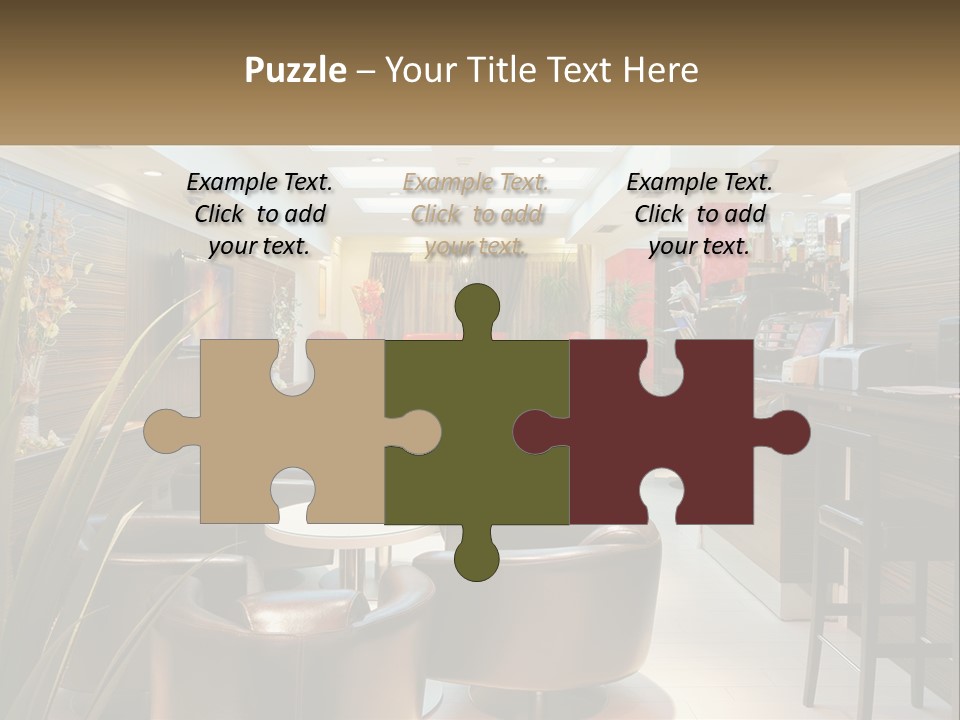 A Room With Chairs, Tables And A Television PowerPoint Template