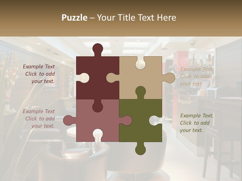 A Room With Chairs, Tables And A Television PowerPoint Template