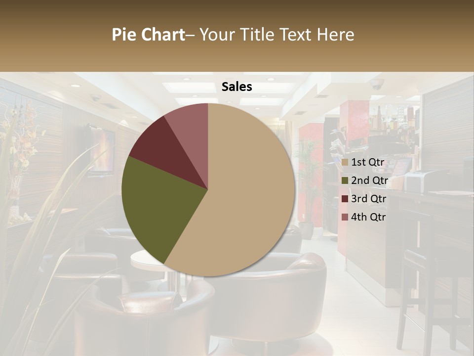 A Room With Chairs, Tables And A Television PowerPoint Template