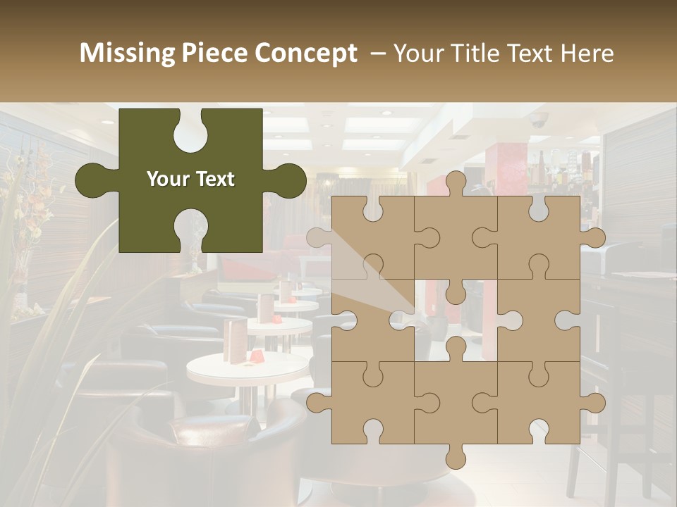 A Room With Chairs, Tables And A Television PowerPoint Template