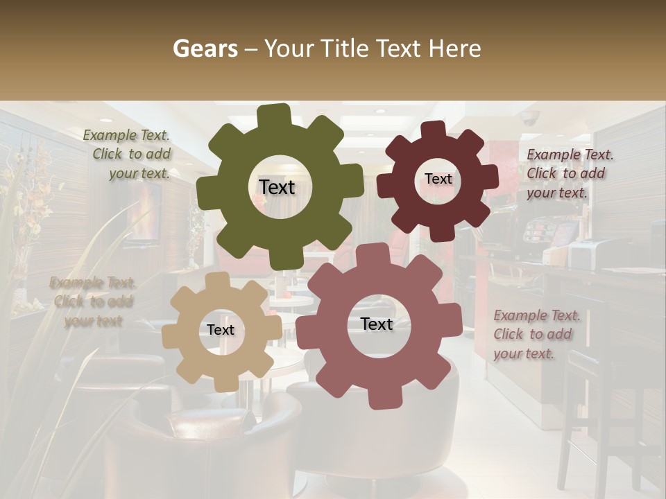 A Room With Chairs, Tables And A Television PowerPoint Template