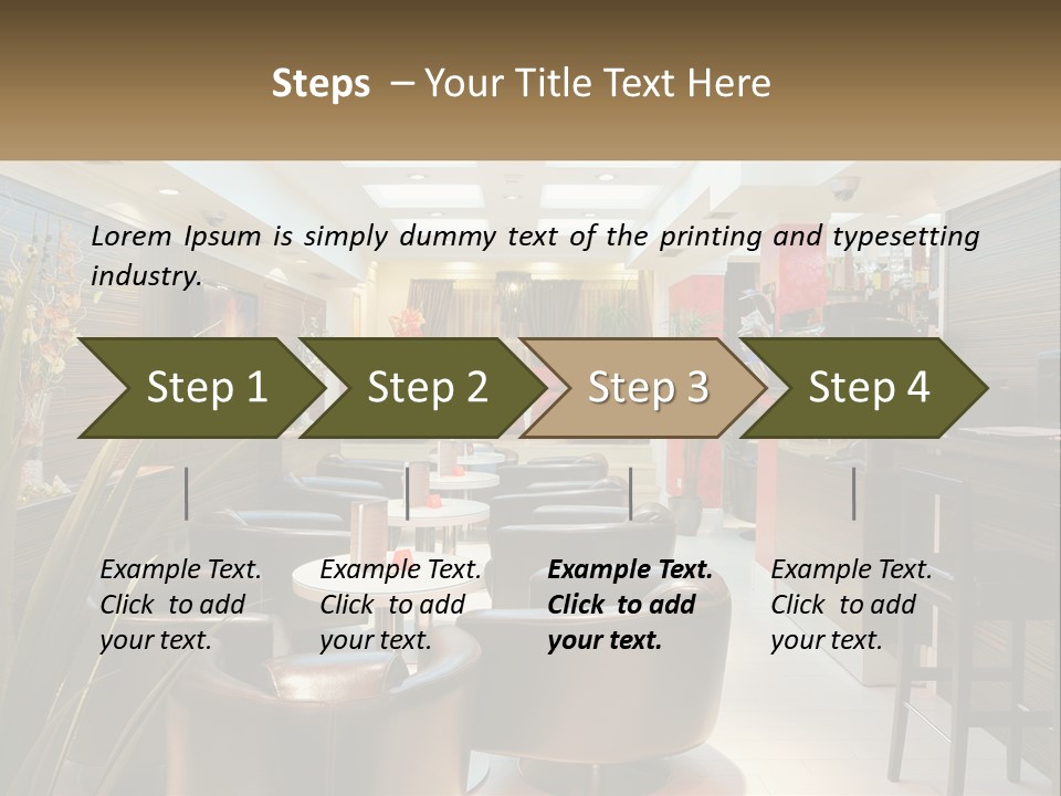 A Room With Chairs, Tables And A Television PowerPoint Template
