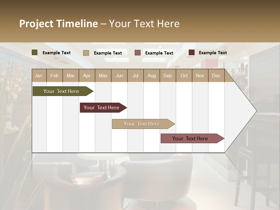 A Room With Chairs, Tables And A Television PowerPoint Template