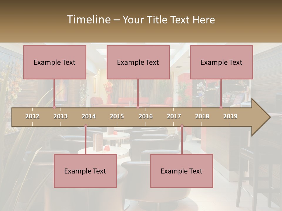 A Room With Chairs, Tables And A Television PowerPoint Template