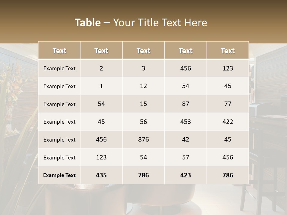 A Room With Chairs, Tables And A Television PowerPoint Template