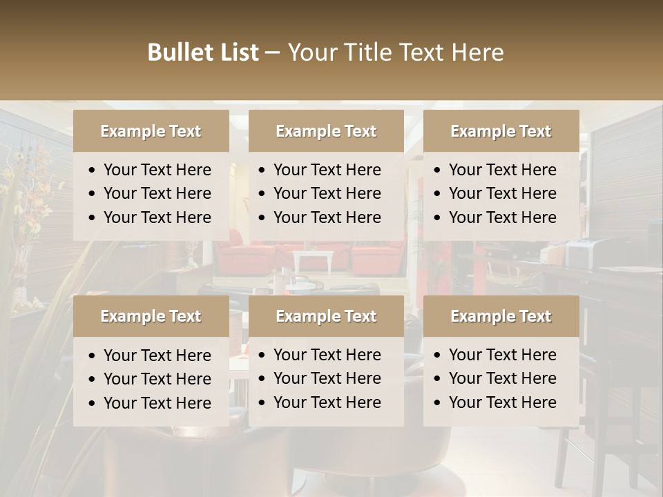 A Room With Chairs, Tables And A Television PowerPoint Template