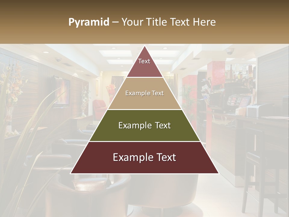 A Room With Chairs, Tables And A Television PowerPoint Template