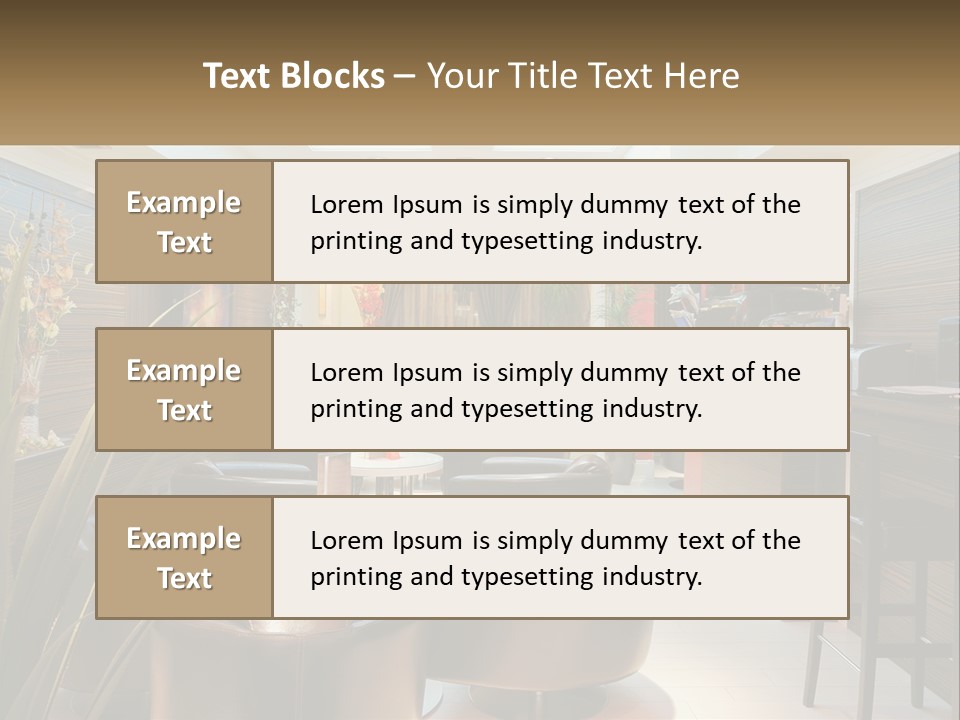 A Room With Chairs, Tables And A Television PowerPoint Template