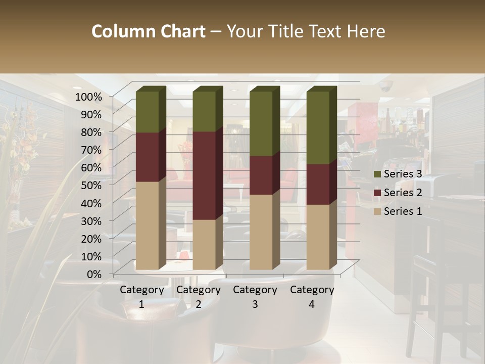 A Room With Chairs, Tables And A Television PowerPoint Template
