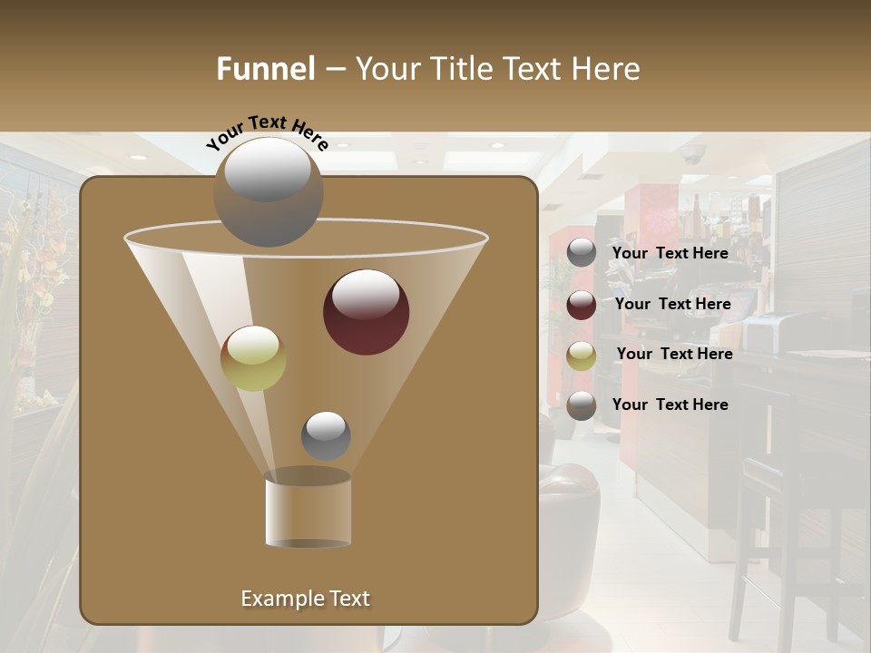 A Room With Chairs, Tables And A Television PowerPoint Template