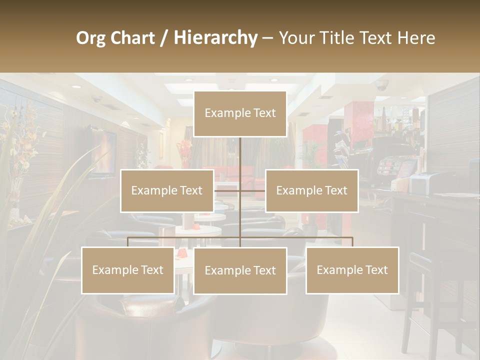 A Room With Chairs, Tables And A Television PowerPoint Template