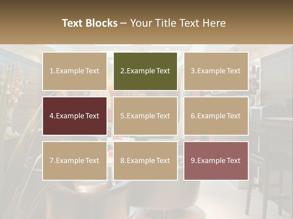 A Room With Chairs, Tables And A Television PowerPoint Template