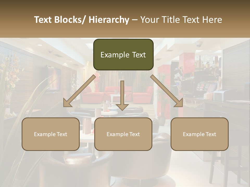 A Room With Chairs, Tables And A Television PowerPoint Template