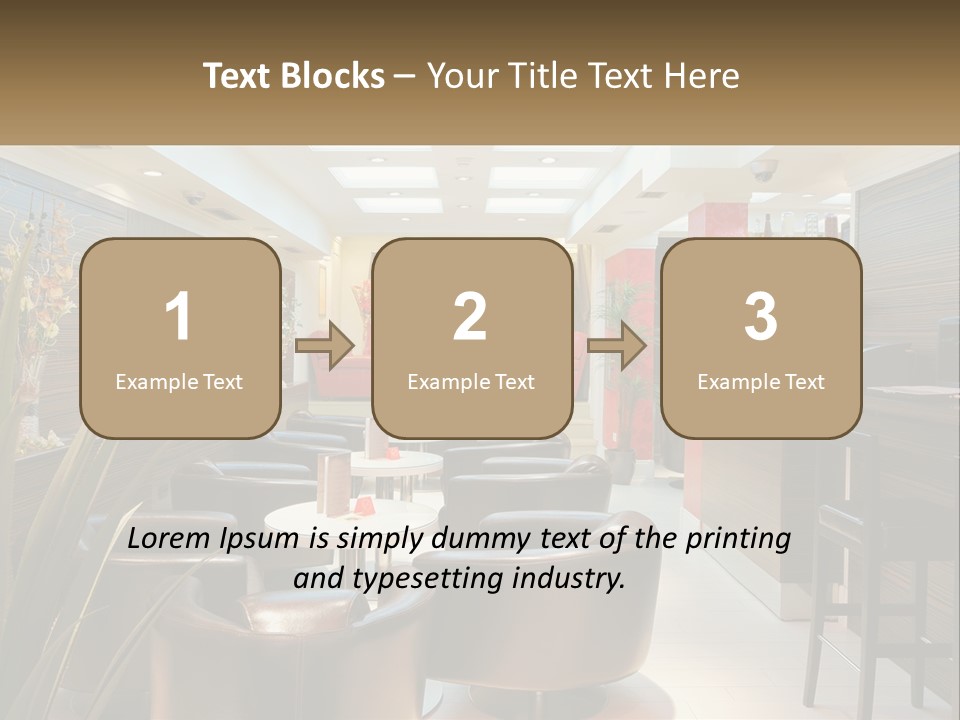 A Room With Chairs, Tables And A Television PowerPoint Template