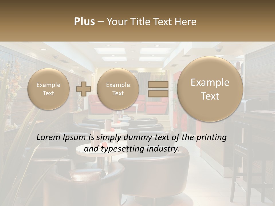 A Room With Chairs, Tables And A Television PowerPoint Template