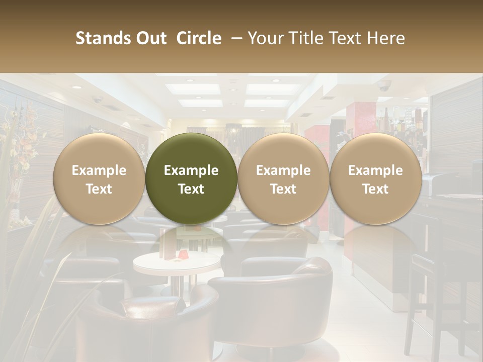 A Room With Chairs, Tables And A Television PowerPoint Template