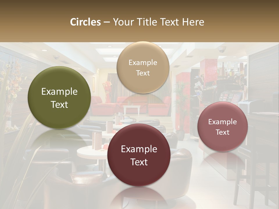 A Room With Chairs, Tables And A Television PowerPoint Template