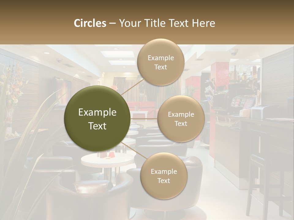 A Room With Chairs, Tables And A Television PowerPoint Template