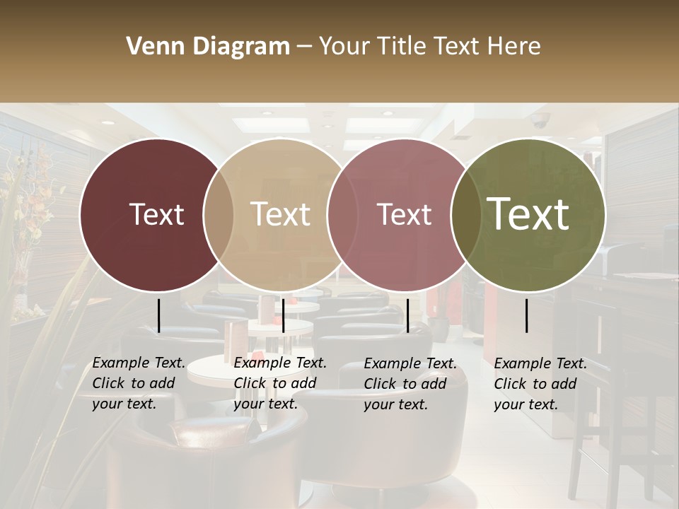 A Room With Chairs, Tables And A Television PowerPoint Template