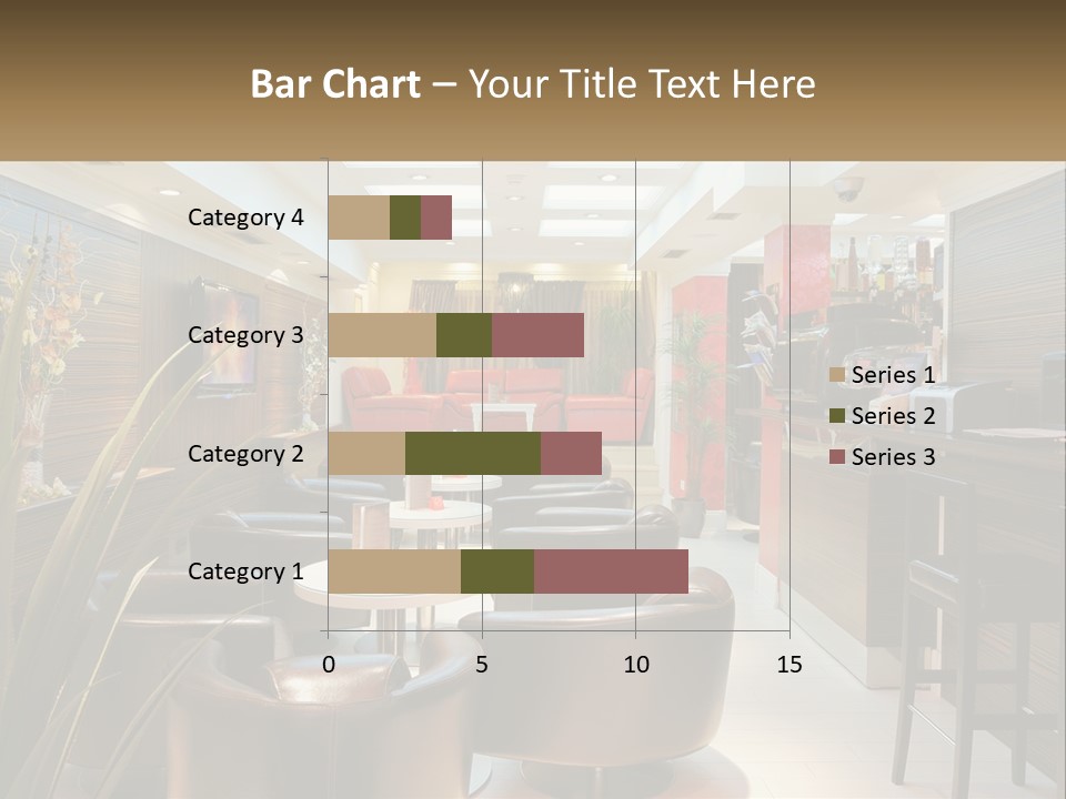 A Room With Chairs, Tables And A Television PowerPoint Template