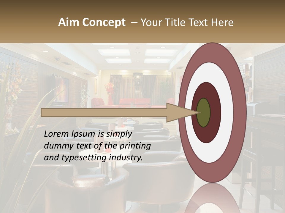 A Room With Chairs, Tables And A Television PowerPoint Template