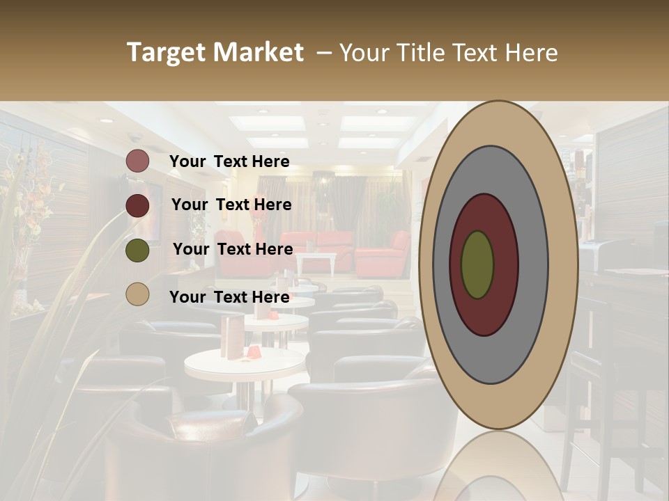 A Room With Chairs, Tables And A Television PowerPoint Template