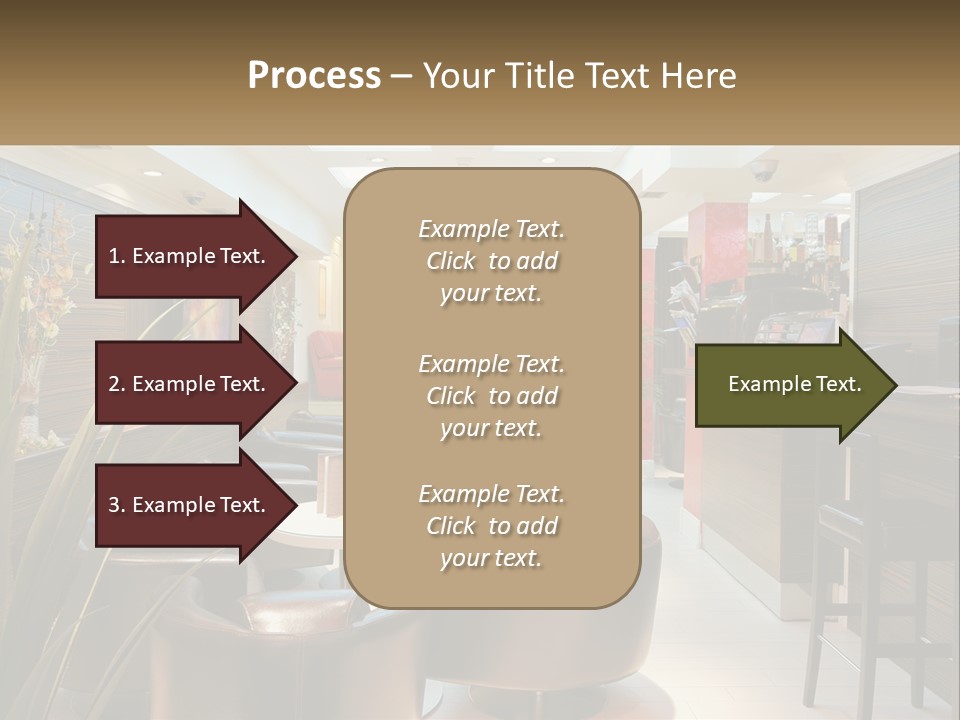 A Room With Chairs, Tables And A Television PowerPoint Template