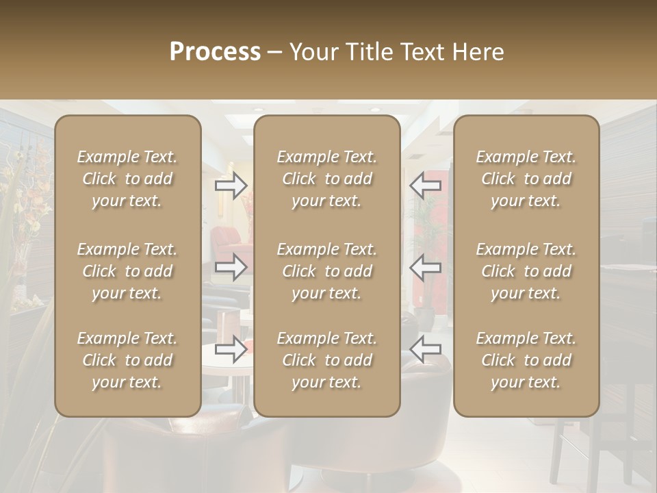 A Room With Chairs, Tables And A Television PowerPoint Template