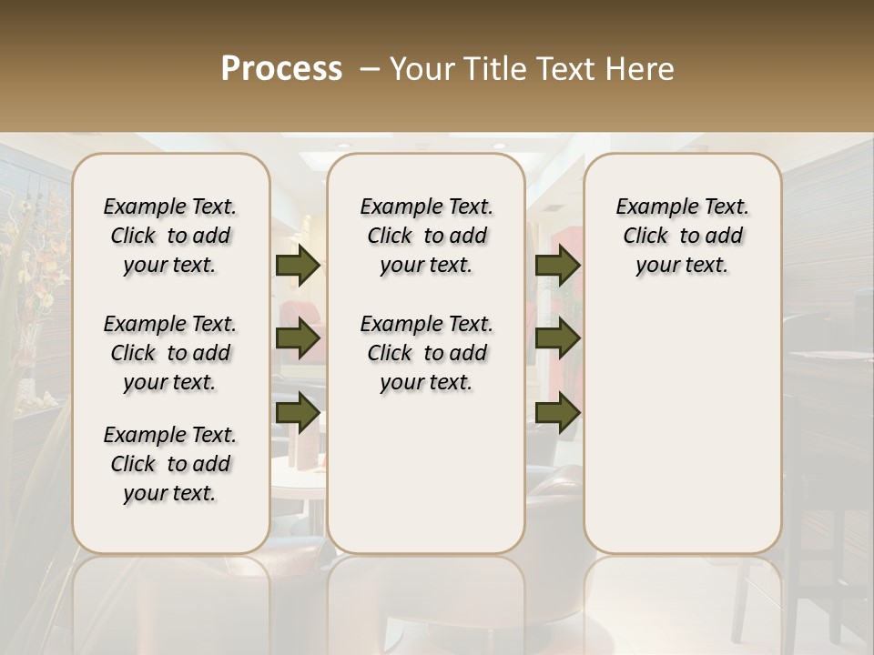 A Room With Chairs, Tables And A Television PowerPoint Template