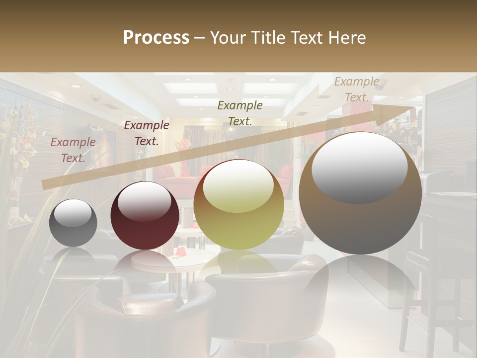 A Room With Chairs, Tables And A Television PowerPoint Template