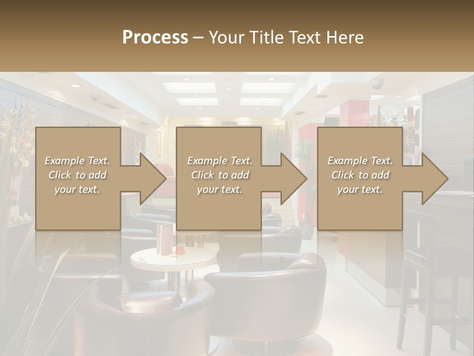 A Room With Chairs, Tables And A Television PowerPoint Template