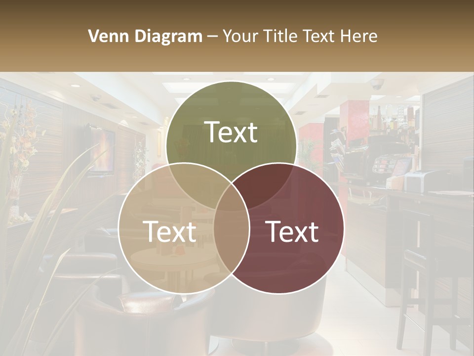 A Room With Chairs, Tables And A Television PowerPoint Template