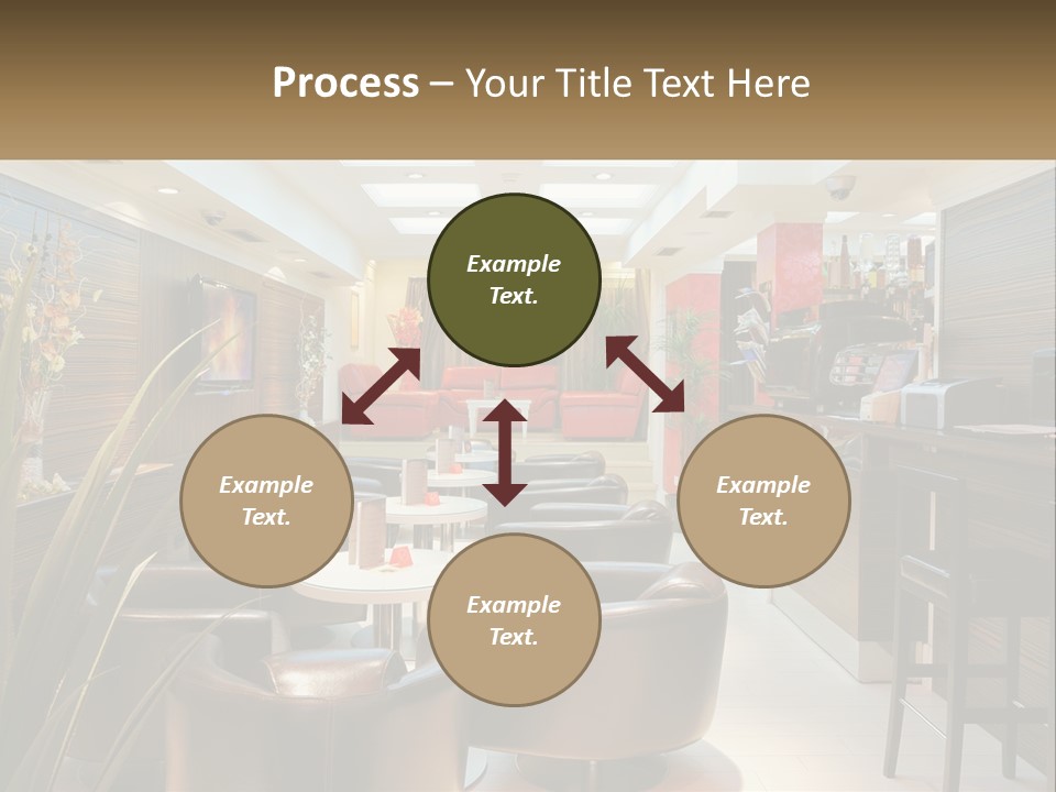 A Room With Chairs, Tables And A Television PowerPoint Template