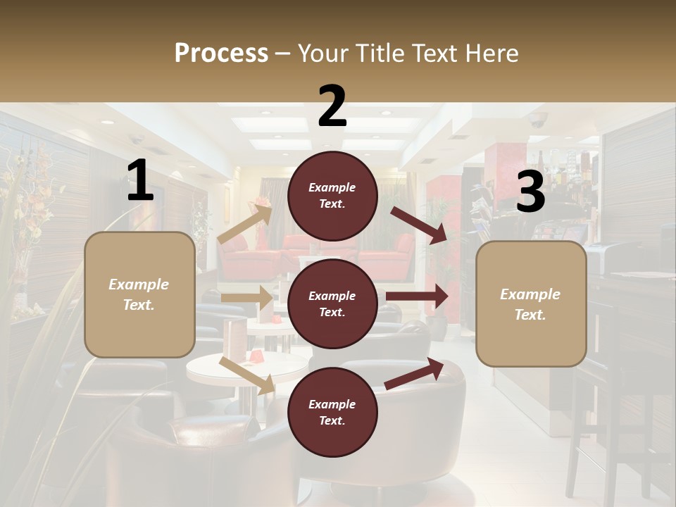A Room With Chairs, Tables And A Television PowerPoint Template