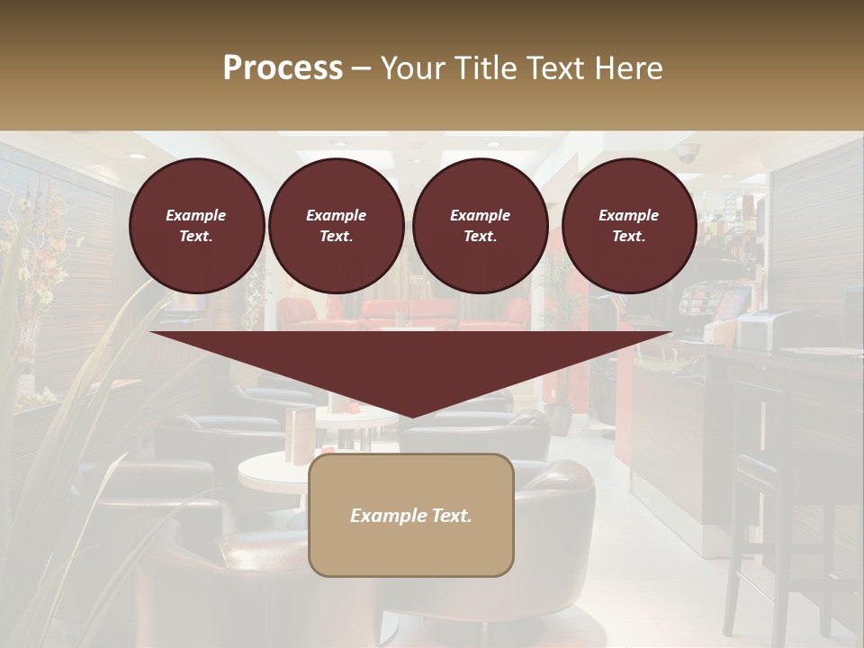 A Room With Chairs, Tables And A Television PowerPoint Template