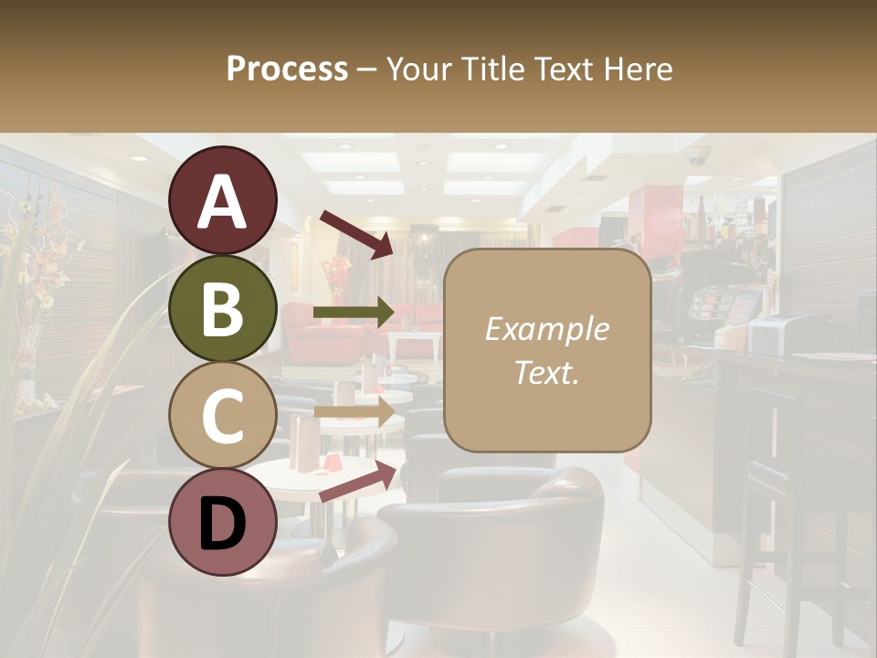 A Room With Chairs, Tables And A Television PowerPoint Template