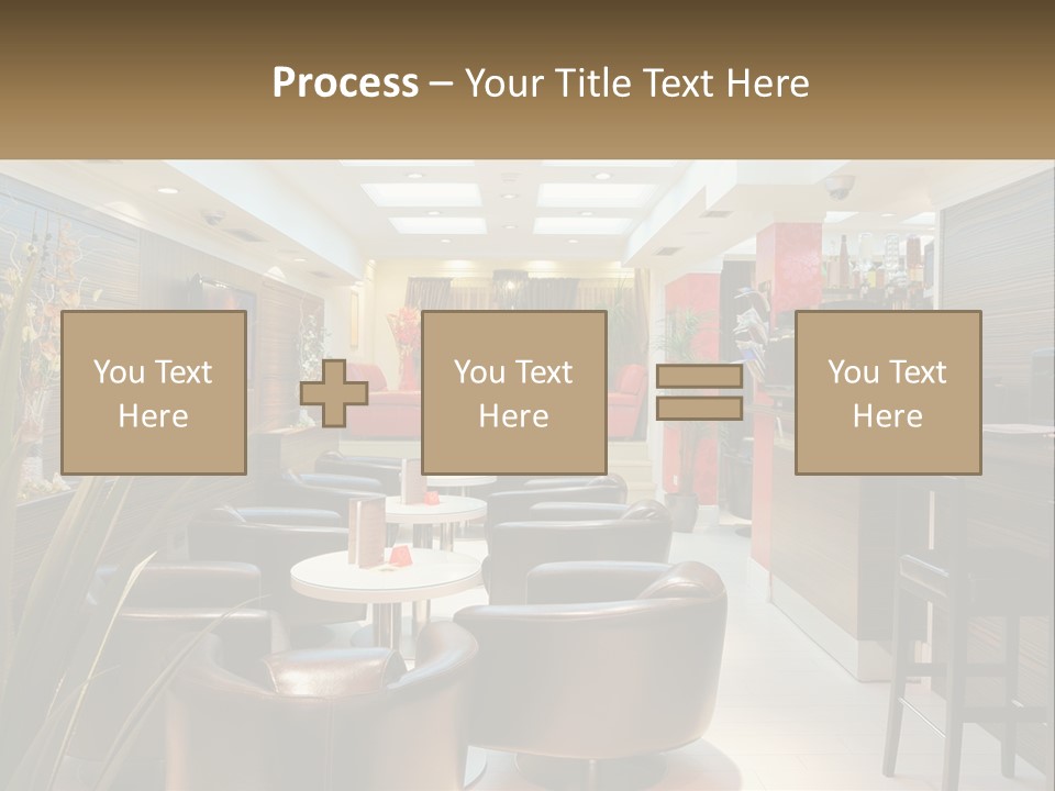 A Room With Chairs, Tables And A Television PowerPoint Template