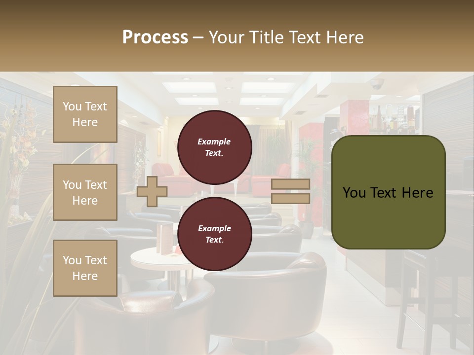 A Room With Chairs, Tables And A Television PowerPoint Template