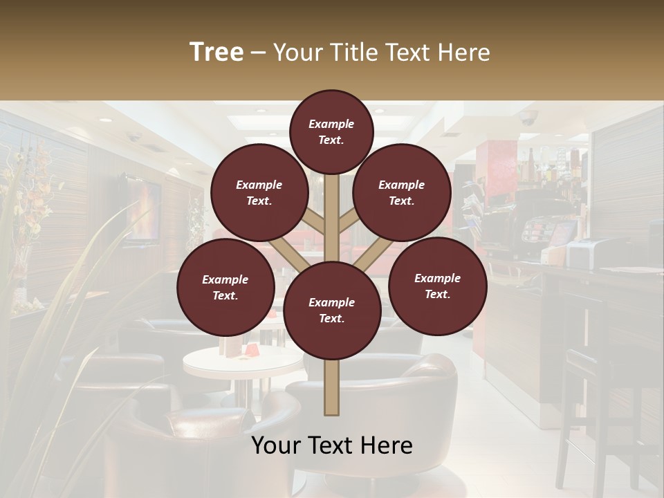 A Room With Chairs, Tables And A Television PowerPoint Template