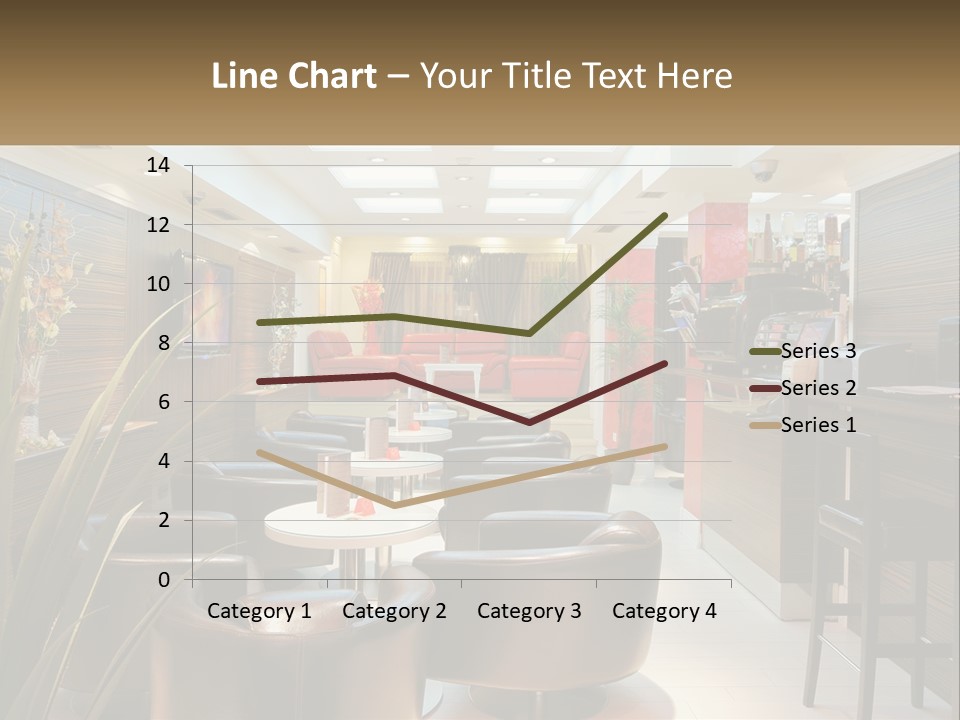 A Room With Chairs, Tables And A Television PowerPoint Template